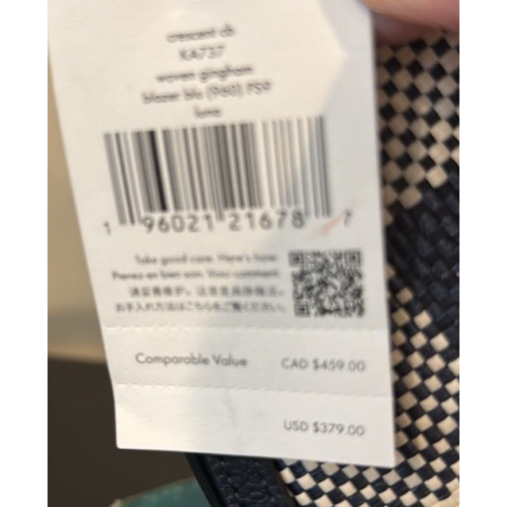 Kate Spade Crescent Woven Gingham Purse Crossbody Women's Bag Purse New Luna - Picture 6 of 11